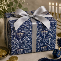 Menorah Navy Profond Motif William Morris