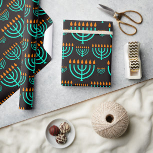 Papier Cadeau Menorahs de Hanouka