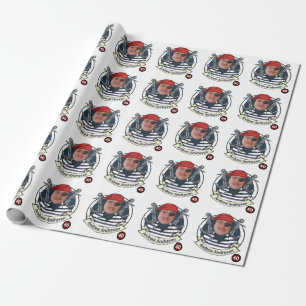 Papier Cadeau Mens Funny Pirate Anniversaire Ajouter votre visag