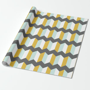 Papier Cadeau Menthe géométrique de Chevron de rayures et moti