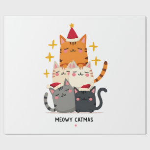 Papier Cadeau Meowy Catmas Chat de Noël Arbre de Noël Xmas (3)