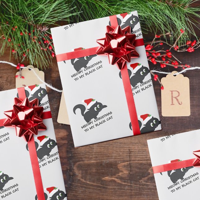 Papier Cadeau Meowy Noël Chat noir Papier d'enveloppement person (Meowy Christmas from my black cat to yours!)