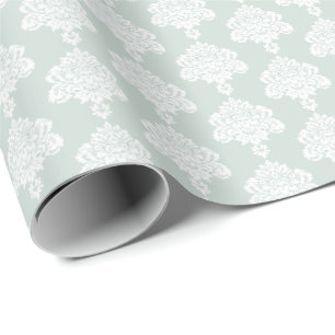 Papier Cadeau Mer clair  Papier blanc à enveloppement de Damas