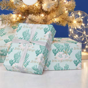 Papier Cadeau MER côtière et salutations Parties scintillant Tur