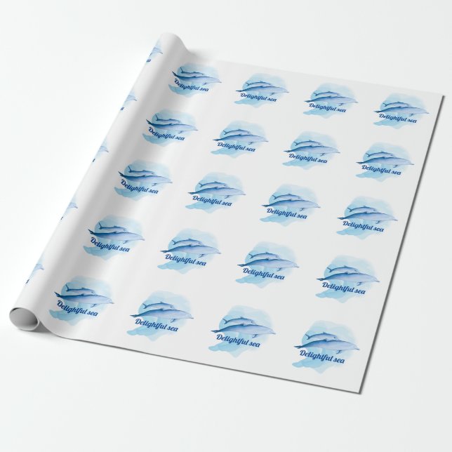 Papier Cadeau Mer Extraordinaire avec dauphins (Déroulé)