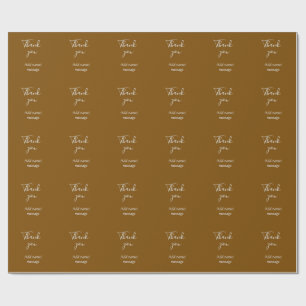 Papier Cadeau Merci ajoutez nom message simple stylé doré s