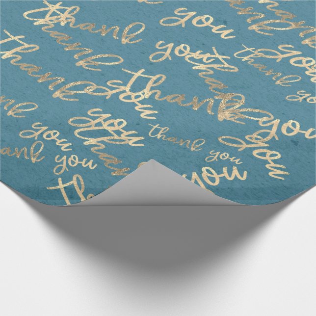 Papier Cadeau Merci Blue Kraft Gold Mariage Anniversaire Favoris (Coin)