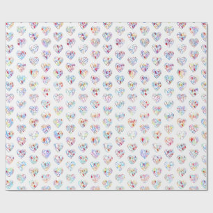 Papier Cadeau Merci & cœurs en 44 langues sous forme de motif en