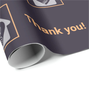 Papier Cadeau Merci de logo personnalisé violet et orange profes