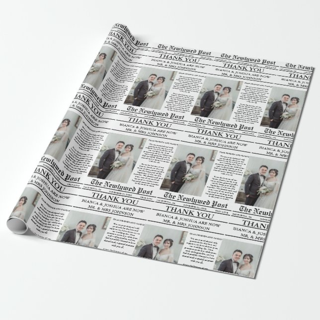 Papier Cadeau Merci de Mariage photo unique du journal (Déroulé)