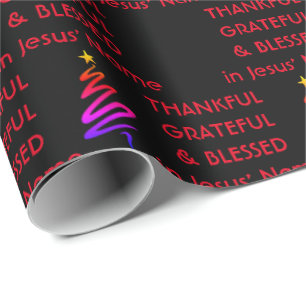 Papier Cadeau MERCI GRATEFUL BÉNÉFICIÉ   Jésus Noir  Noël