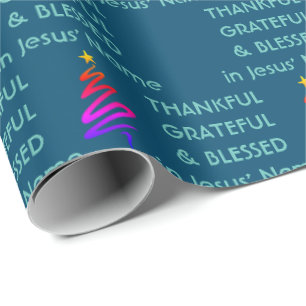 Papier Cadeau MERCI GRATEFUL BÉNÉFICIÉ Nom de Jésus Noël