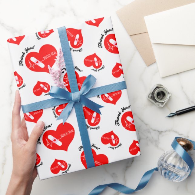 Papier Cadeau Merci Infirmière Appréciation Motif de coeur (Cadeaux)