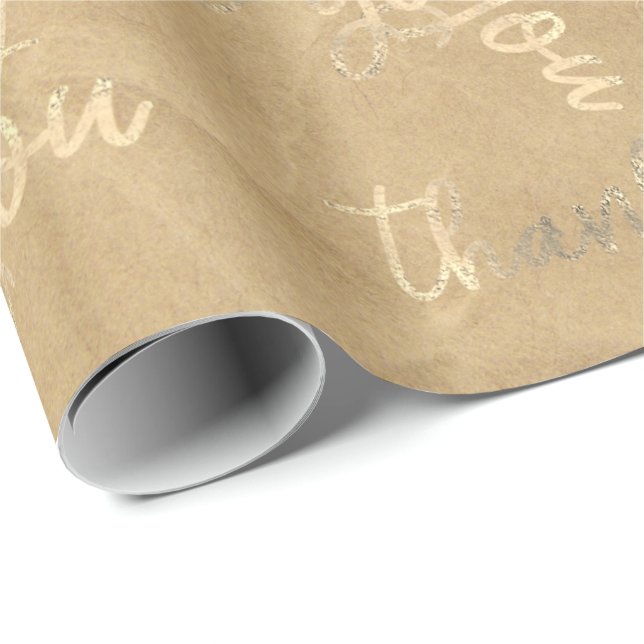 Papier Cadeau Merci Ivory Kraft Mariage d'or Anniversaire (Coin rond)