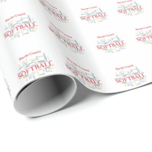 Papier Cadeau Merci Les Mots De L'Entraîneur Softball Du Groupe,
