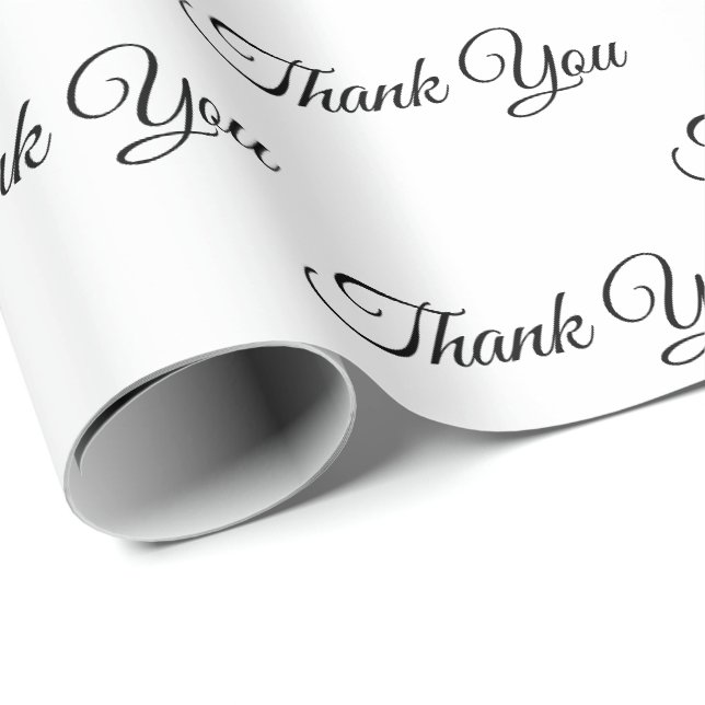 Papier Cadeau Merci, Merci classique élégant noir blanc cadeau (Coin rond)