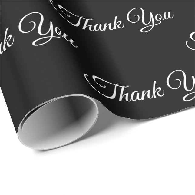 Papier Cadeau Merci, Merci classique élégant noir blanc cadeau (Coin rond)