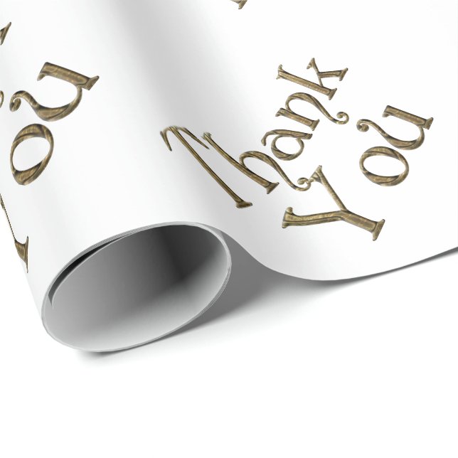 Papier Cadeau Merci Merci Golden Typography Texte élégant (Coin rond)