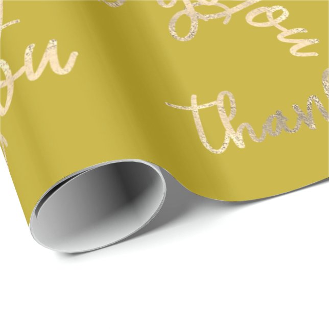 Papier Cadeau Merci Mustard Kraft Mariage d'or Anniversaire (Coin rond)