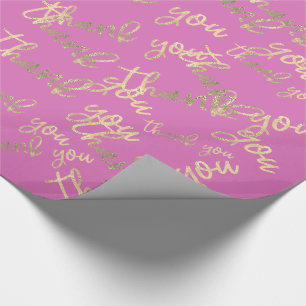 Papier Cadeau Merci Pink Kraft Gold Mariage Anniversaire