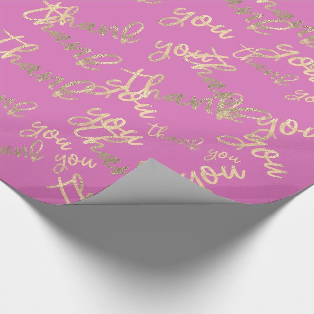 Papier Cadeau Merci Pink Kraft Gold Mariage Anniversaire (Coin)