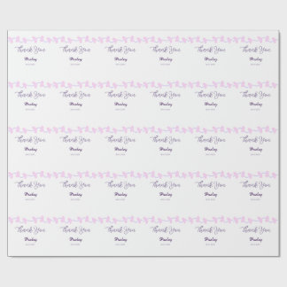 Papier Cadeau merci rose violet pastel mariage nom date lea