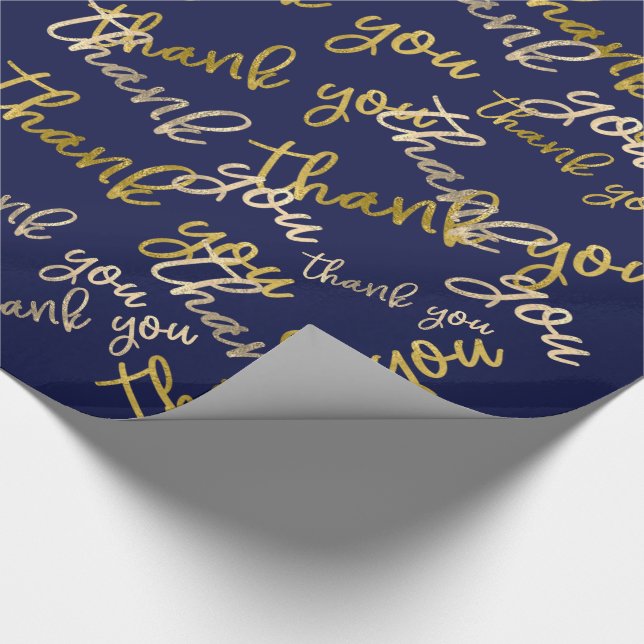 Papier Cadeau Merci Script Sirène Or Mariage Faveur Bleu (Coin)