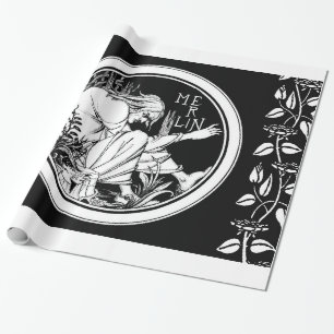 Papier Cadeau Merlin imaginaire Art Nouveau