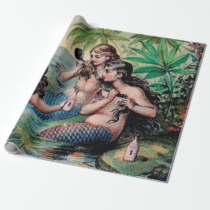 Papier Cadeau Mermaid Antique Magie Océan Nautique