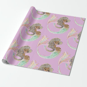 Papier Cadeau Mermaid Future Maman Baby shower. Sous La Mer. Gue