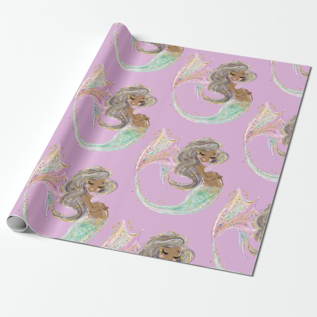 Papier Cadeau Mermaid Future Maman Baby shower. Sous La Mer. Gue (Déroulé)