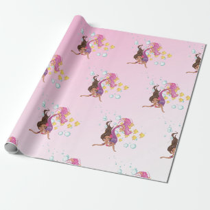 Papier Cadeau Mermaid mûre bulles papier d'enveloppement rose