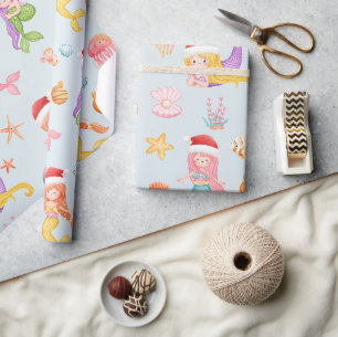 Papier Cadeau Mermaid Père Noël Motif Noël