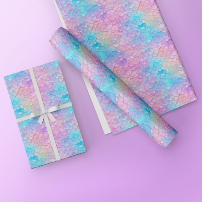 Papier Cadeau Mermaid Scales Iridescente Girls Birthday Party (Créateur téléchargé)