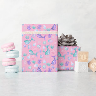 Papier Cadeau Mermaids Dream sur Cotton Candy rose