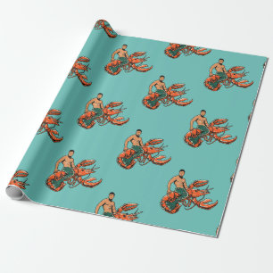 Papier Cadeau Merman Riding Lobster