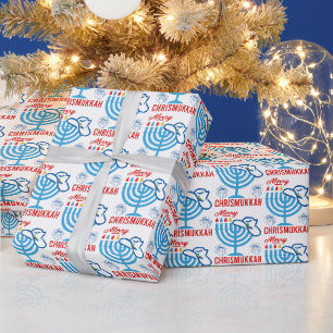 Papier Cadeau Merry Chrismukkah Cowboy Casquette et Menorah