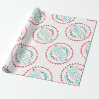 Merry Christmas Aqua & Red Chalk Stamp Typografy