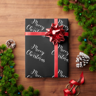 Papier Cadeau Merry Christmas Black Gift Wrapping Paper 