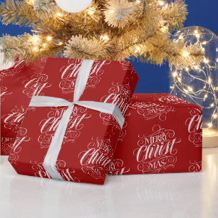 Papier Cadeau Merry CHRISTmas Christian Chalkboard Calligraphie