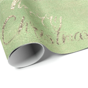 Papier Cadeau Merry Christmas Green Gold Sepia Burlap Cottage