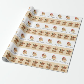 Papier Cadeau Merry Christmas Santa & Reindeer Wrapping Paper