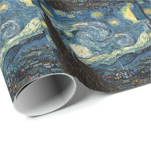 Papier Cadeau Merry Christmas Starry Night par Vincent van Gogh.