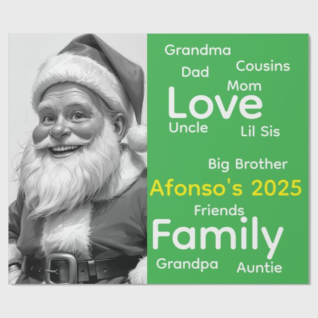 Papier Cadeau Merry Christmas Wrapping Family Love Santa  (Plat)