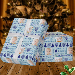 Papier Cadeau Merry Navy interconfessionnelle mignonne Chrismukk