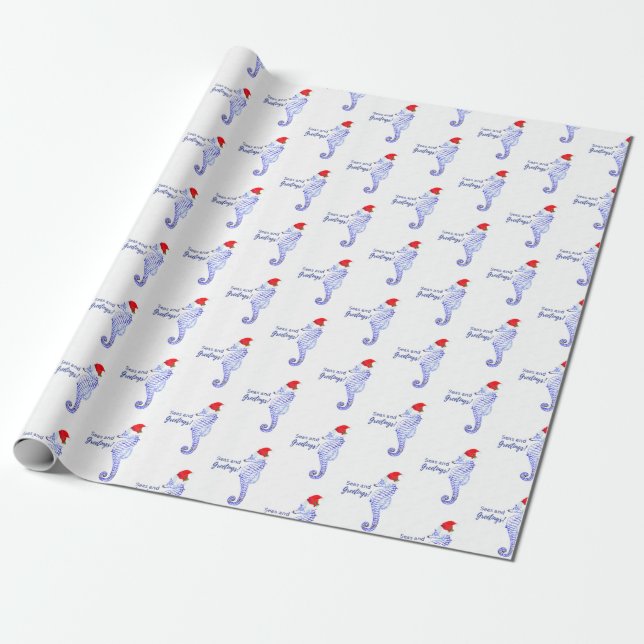 Papier Cadeau Mers d'hippocampe et papier d'emballage de (Déroulé)