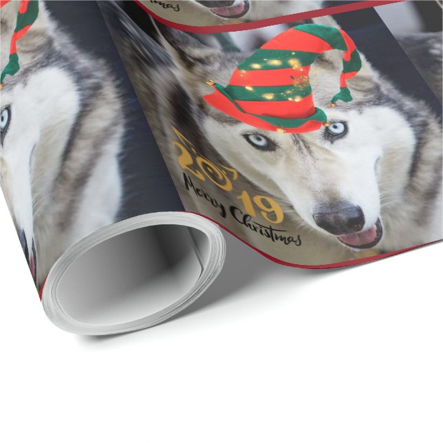 Papier Cadeau Merveilleux enveloppement de Noël de Husky Père No (Coin rond)