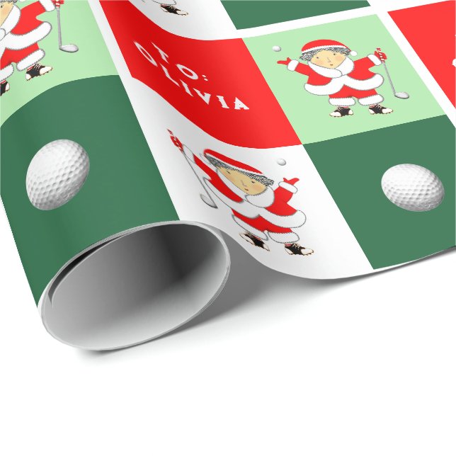Papier Cadeau Mesdames Golf Noël cadeau de vacances (Coin rond)