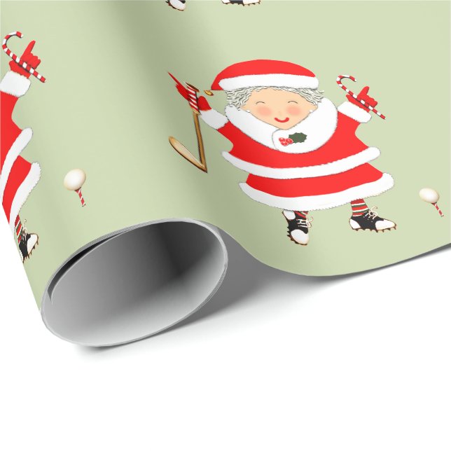 Papier Cadeau Mesdames Golf Noël cadeau de vacances (Coin rond)