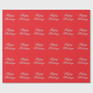 Papier Cadeau Message de Fêtes Joyeuses Rouge Clair Élégant